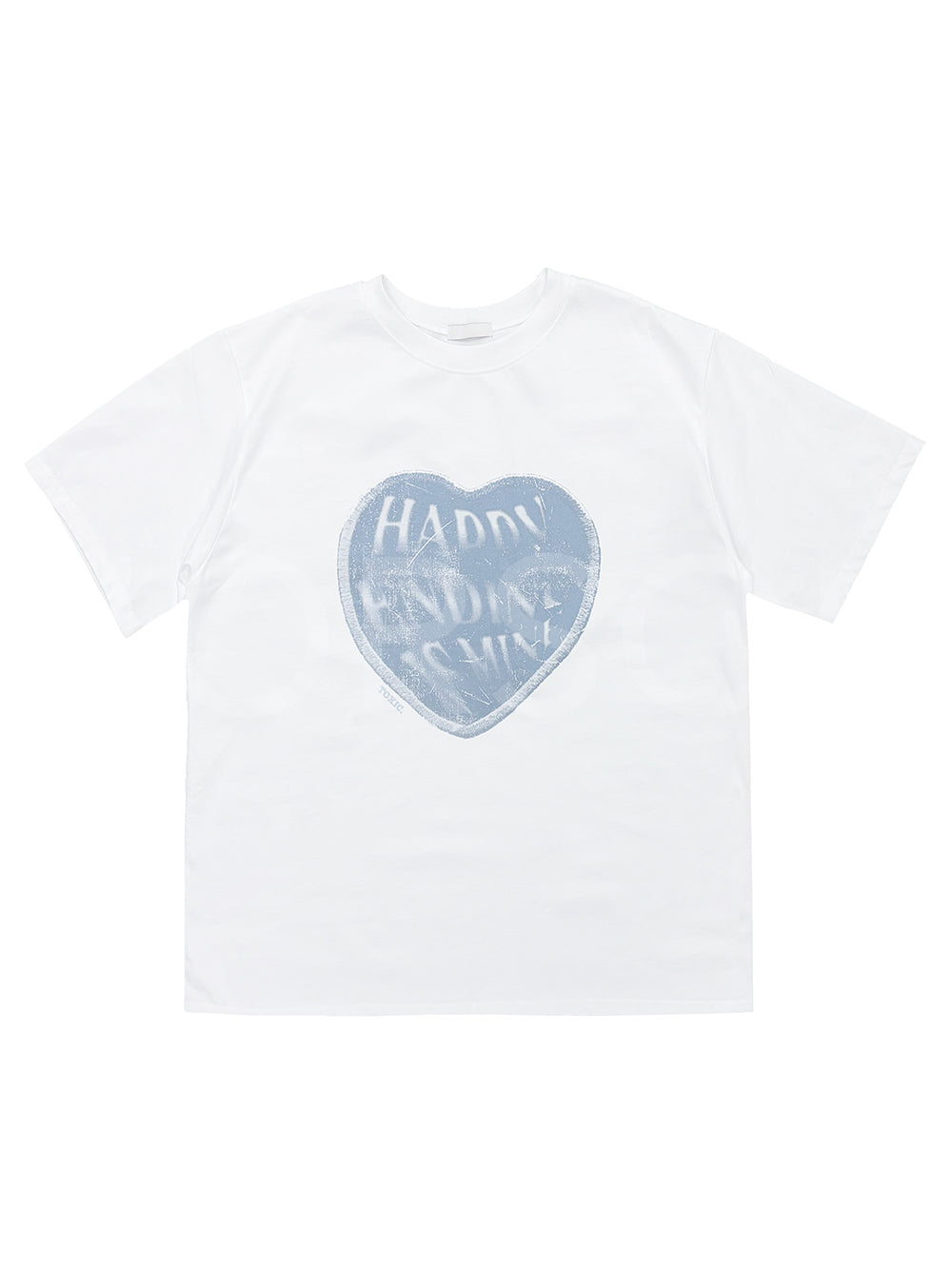 Unisex Vintage 甩色心心print tee - TP562