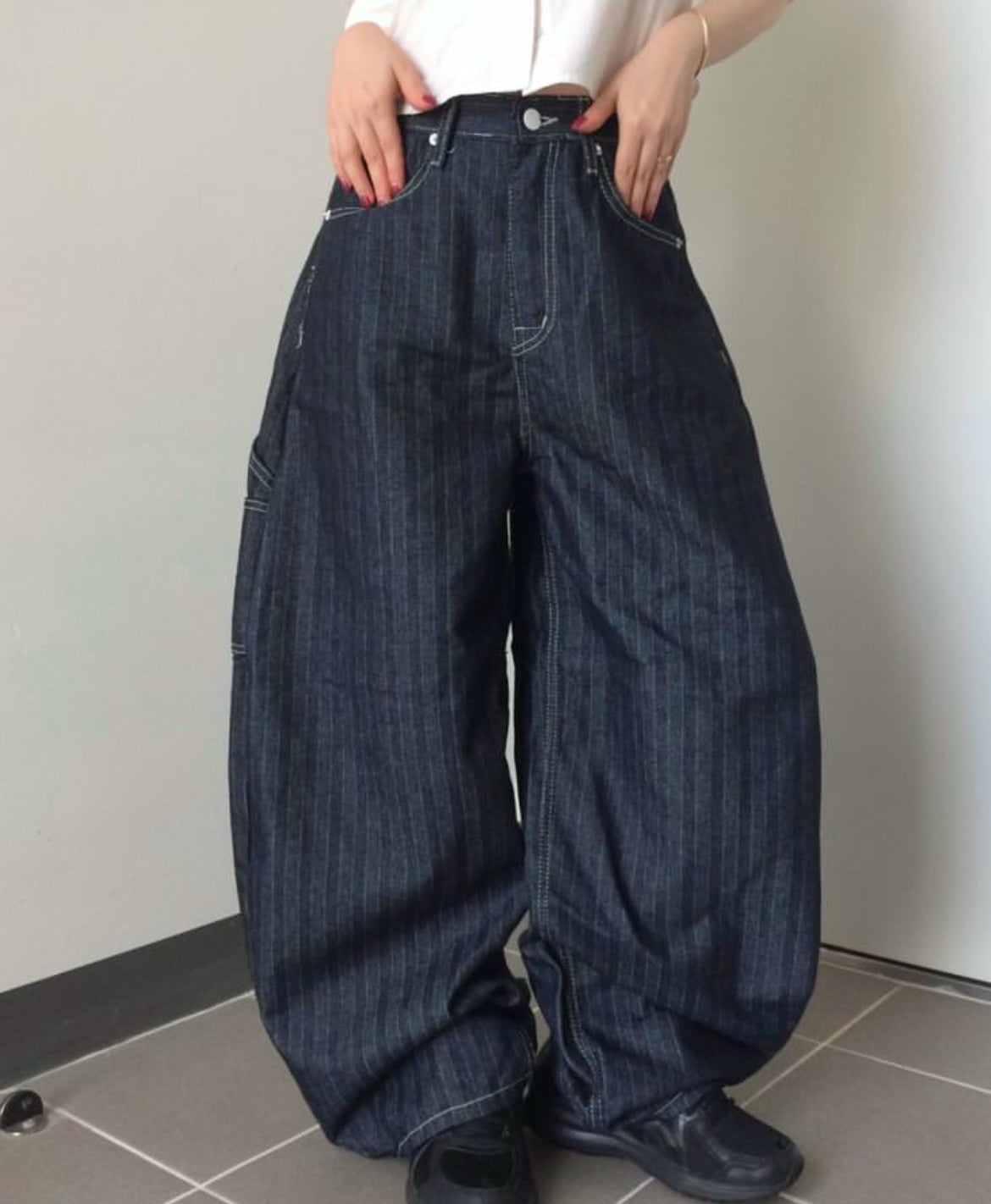 直間工裝彎刀褲子 - PT599