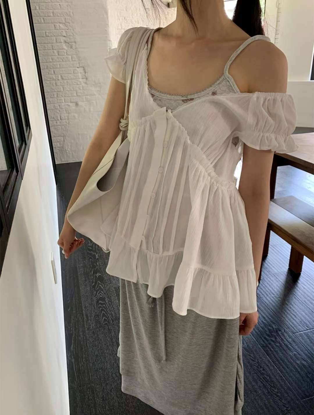 透膚ruffle氣質Blouse