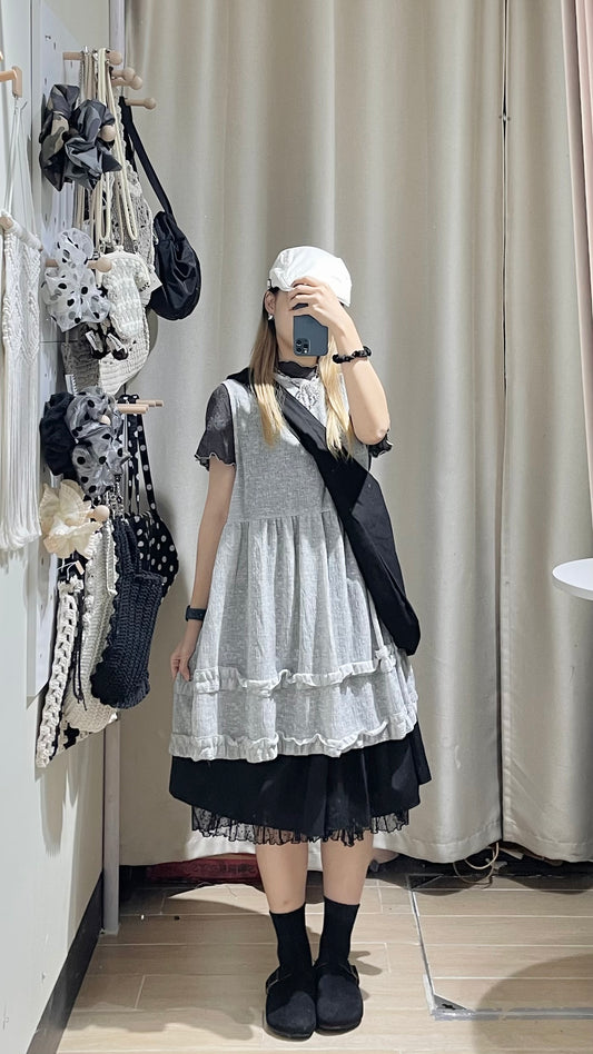 小碎花透膚ruffle ops