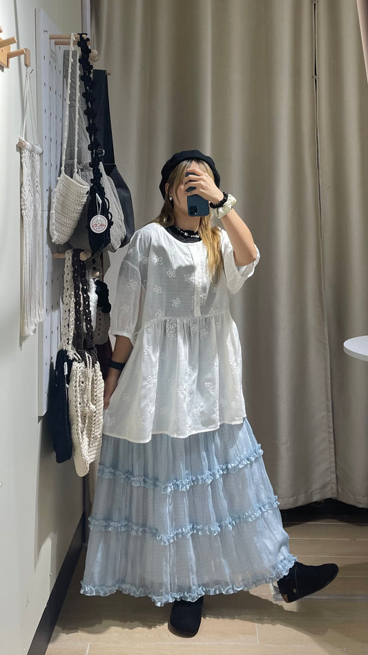 繡花圓領blouse - TP577