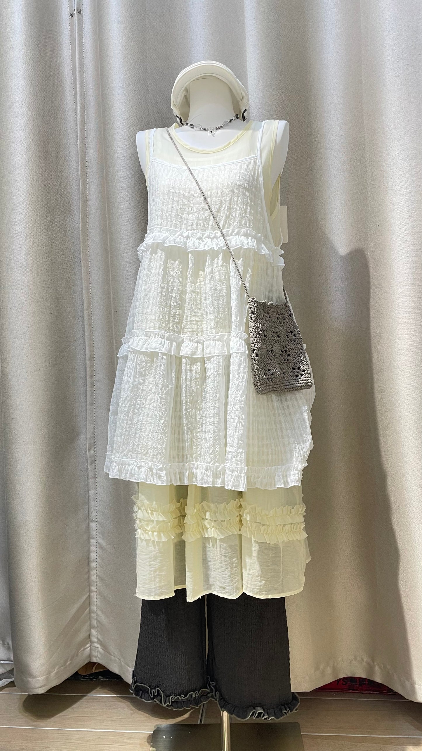 格仔see through ruffle ops - OA620