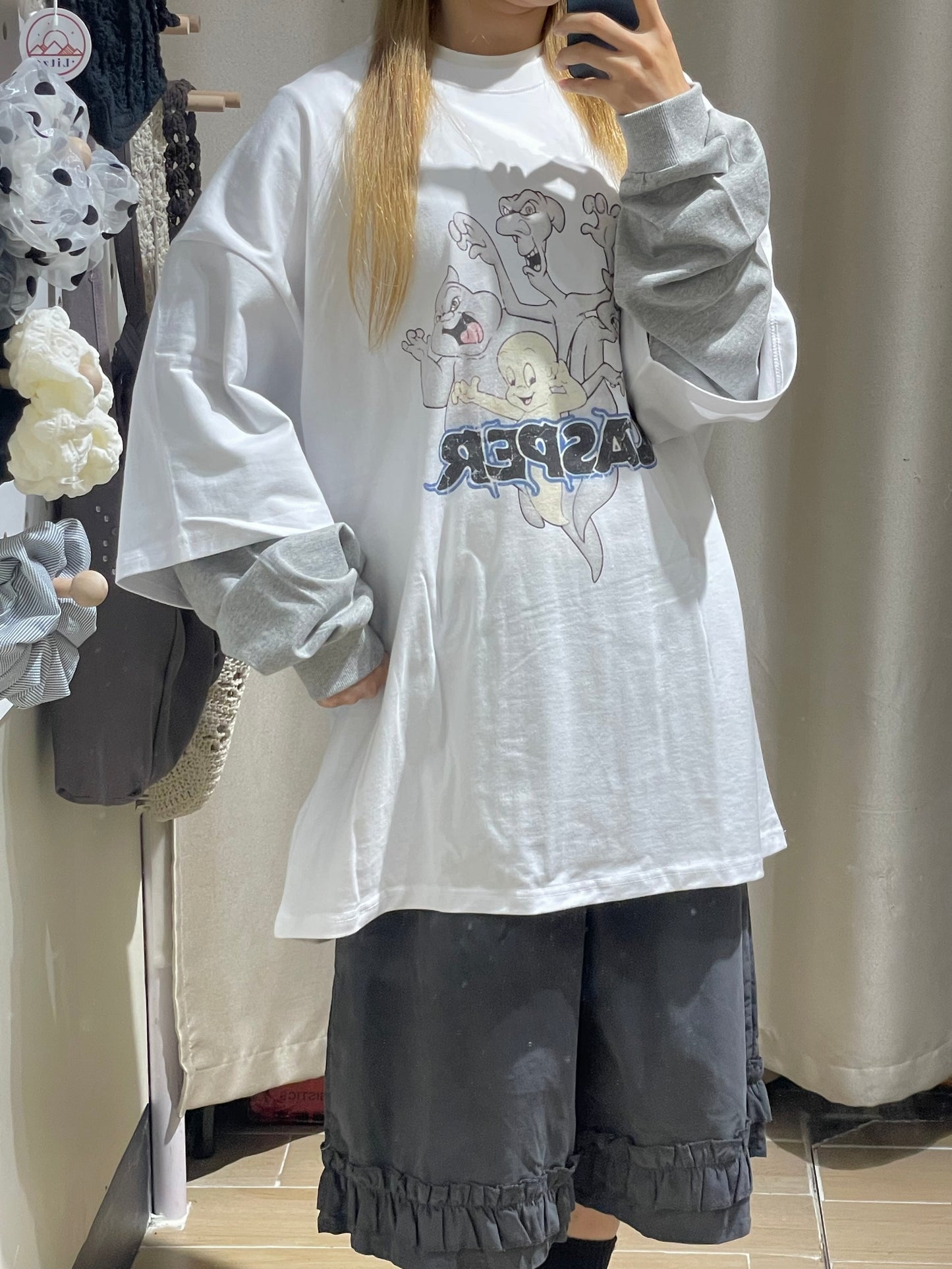 Unisex鬼仔假兩件oversize T - TP580