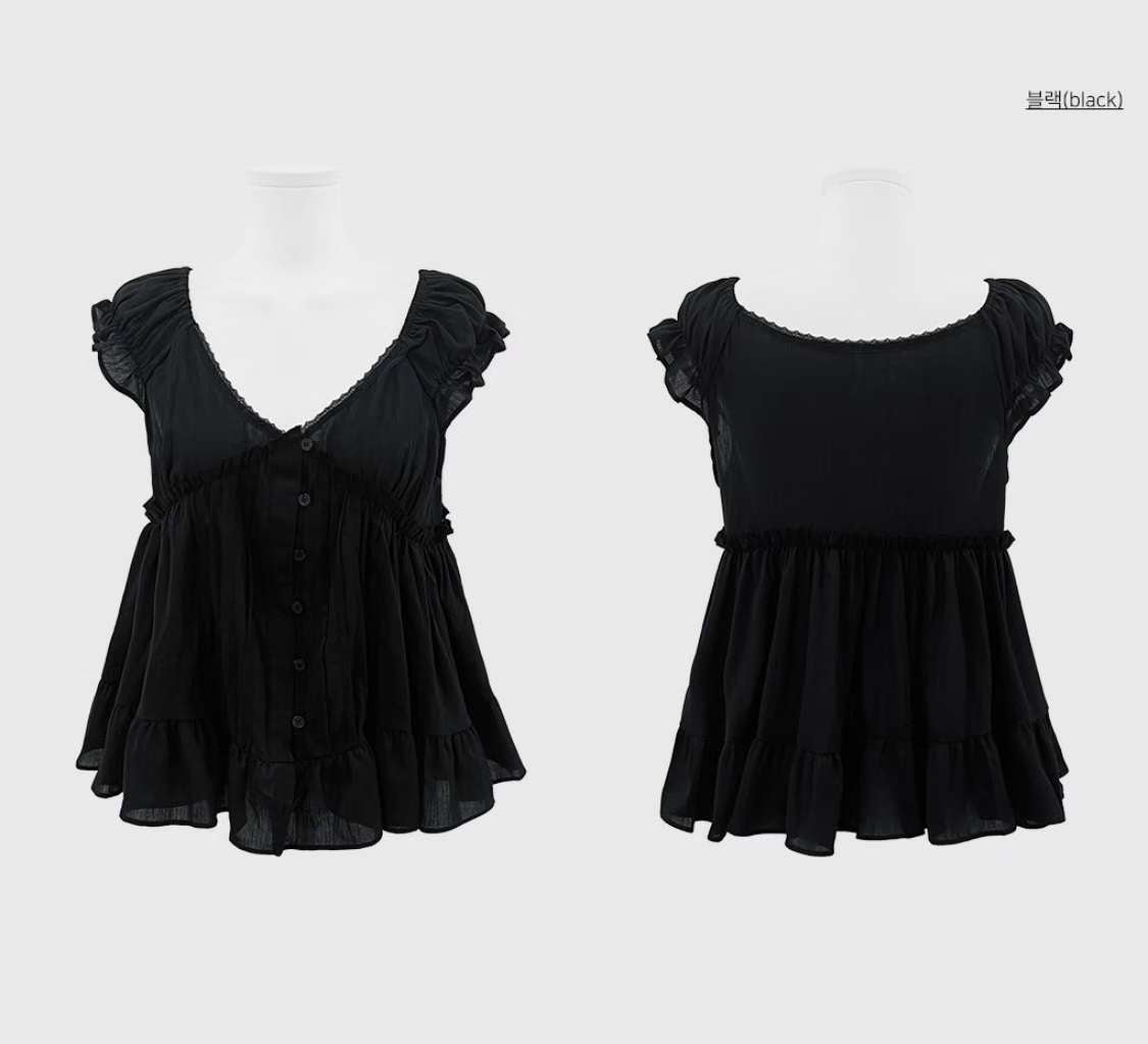透膚ruffle氣質Blouse