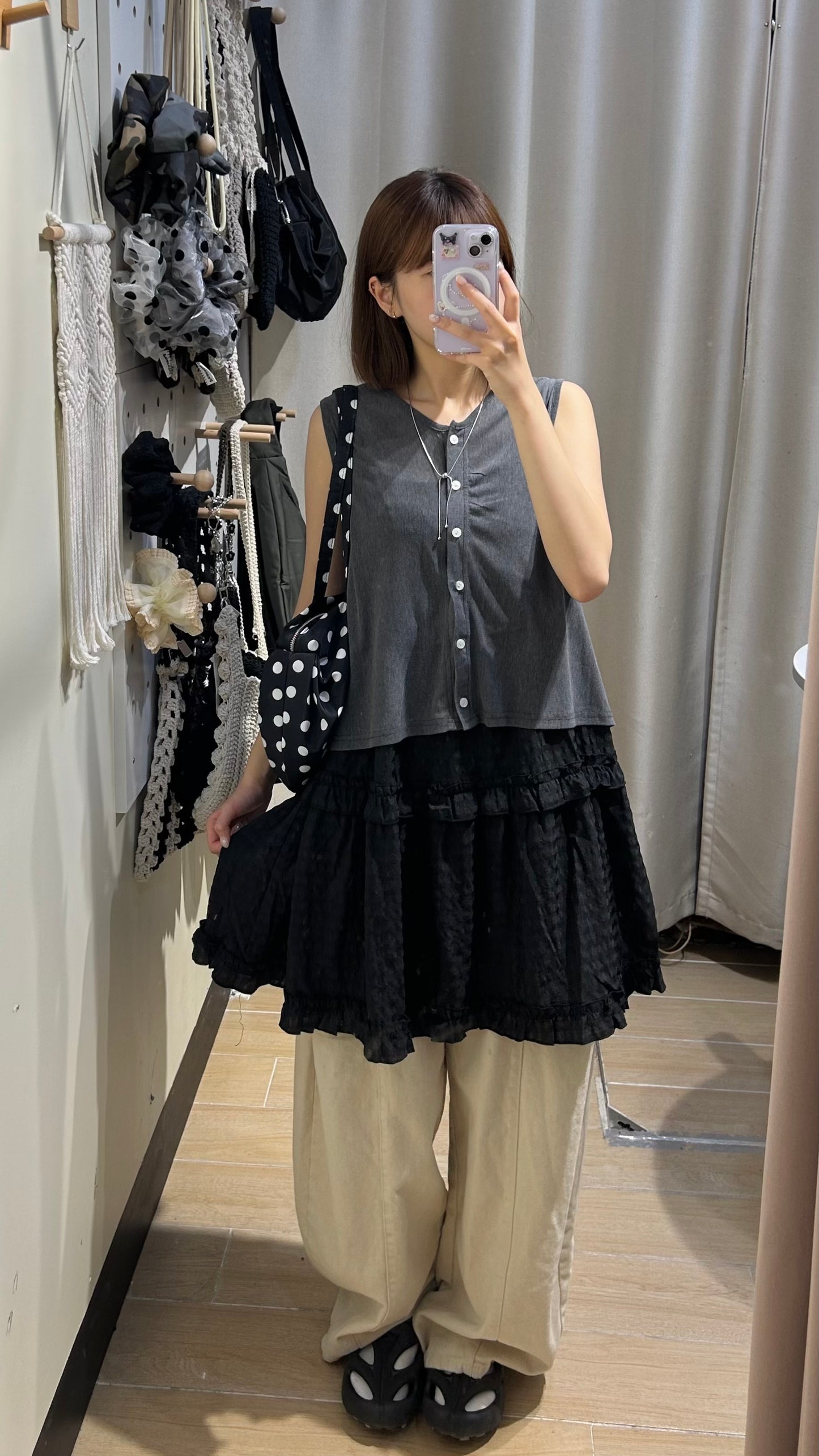 格仔see through ruffle ops - OA620