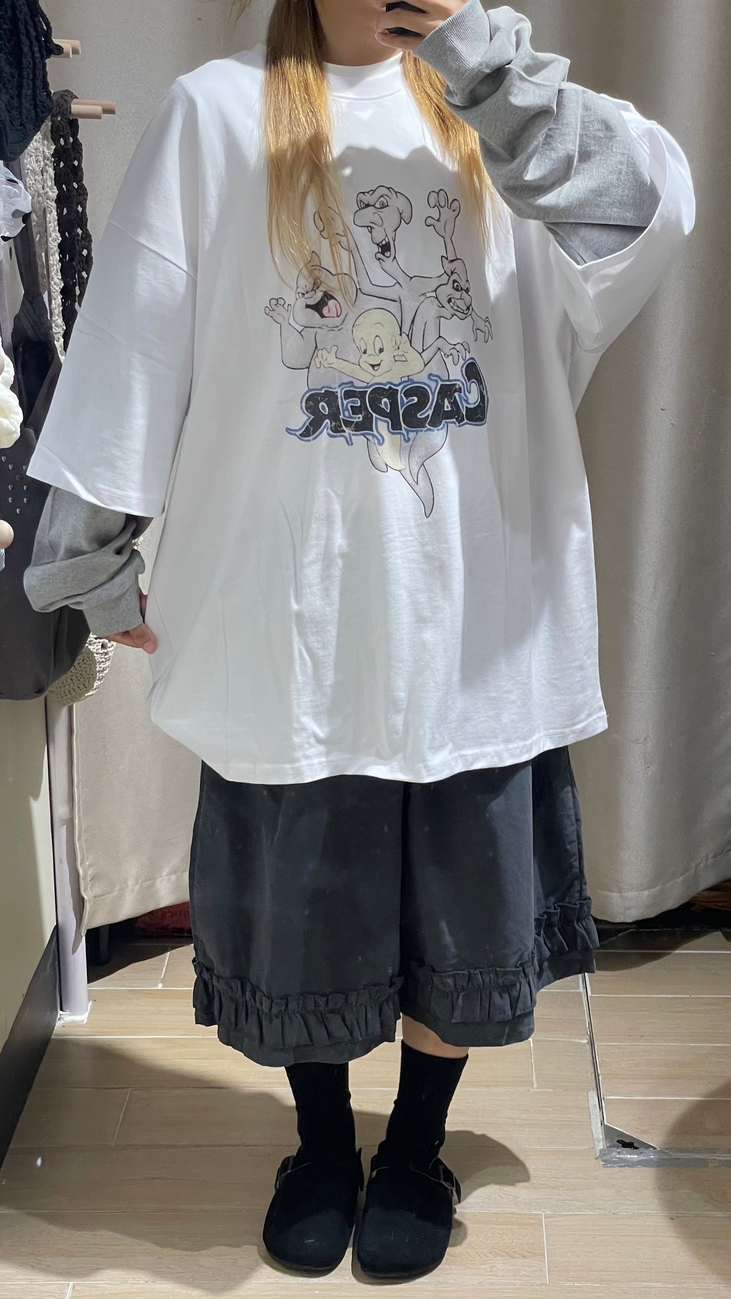 Unisex鬼仔假兩件oversize T - TP580