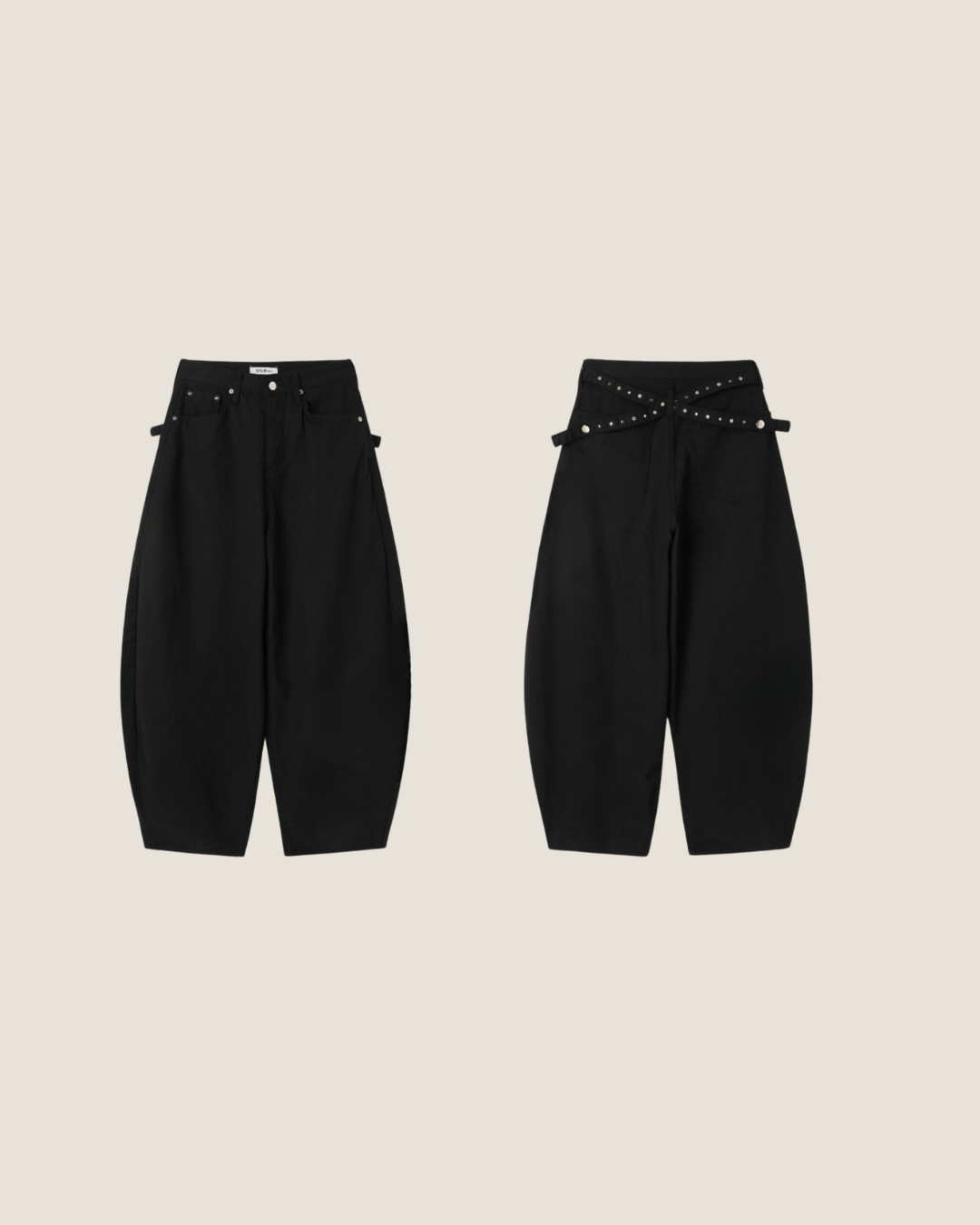 鉚釘背帶彎刀褲| pre-order