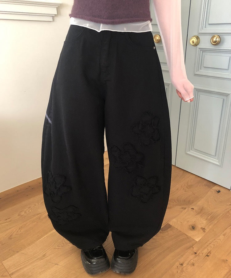 Pre-order | 立體花花彎刀褲