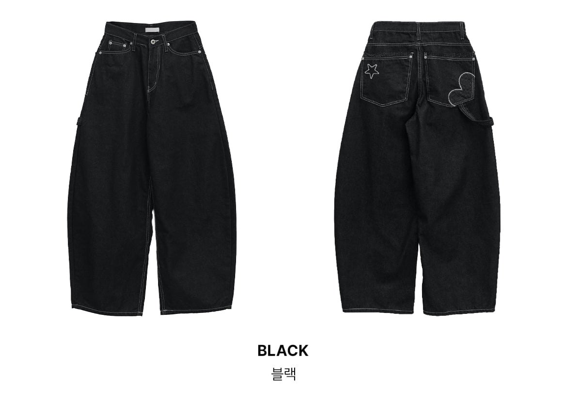 Pre-order | Non-fade 心形口袋彎刀褲