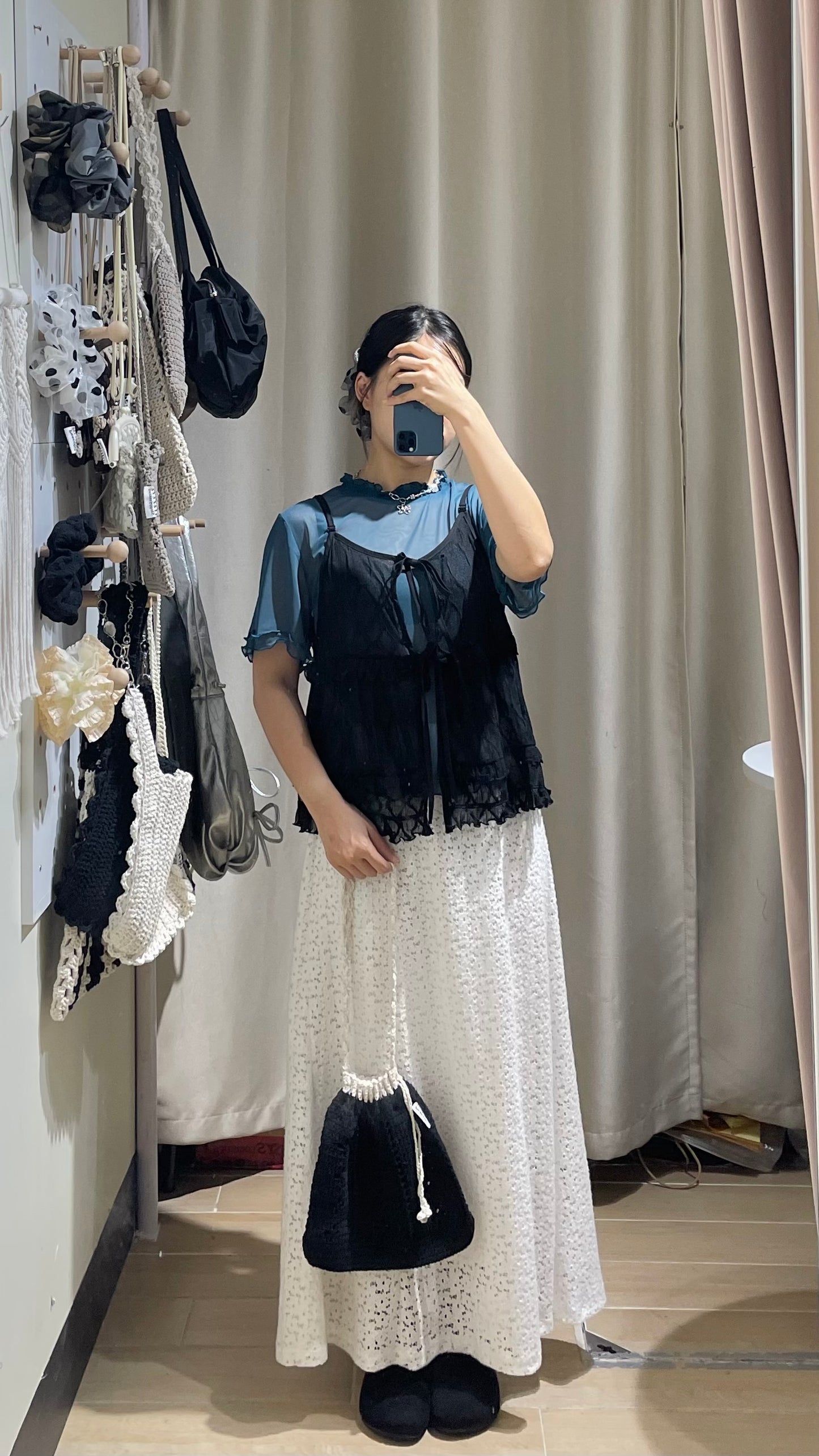 ruffle領see through tee - TP639