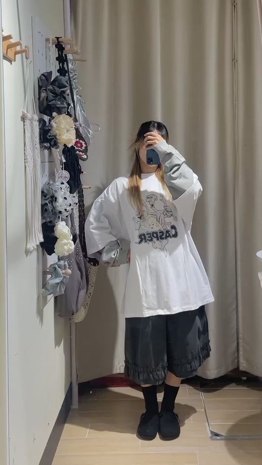 Unisex鬼仔假兩件oversize T - TP580